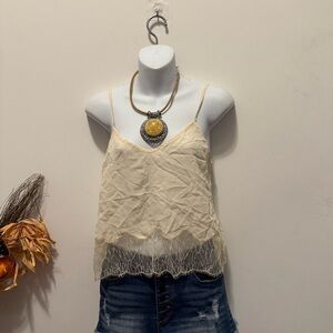 Wilfred Cream Lace Hem Camisole 100% Silk